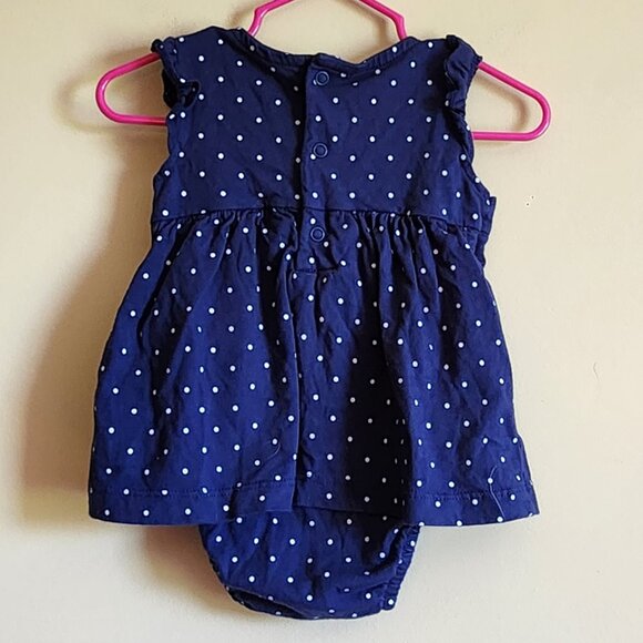 Carters Baby Girl's Flower Romper Blue/White Polka Dots Size 9 Months - Picture 3 of 5